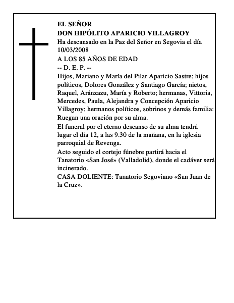 DON HIPÓLITO APARICIO VILLAGROY