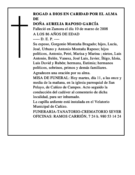 DOÑA AURELIA RAPOSO GARCÍA