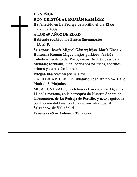 DON CRISTÓBAL ROMÁN RAMÍREZ