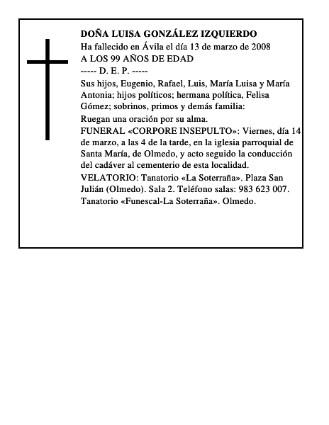 DOÑA LUISA GONZÁLEZ IZQUIERDO