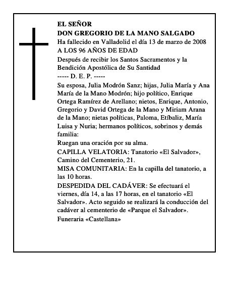 DON GREGORIO DE LA MANO SALGADO