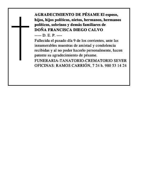 DOÑA FRANCISCA DIEGO CALVO