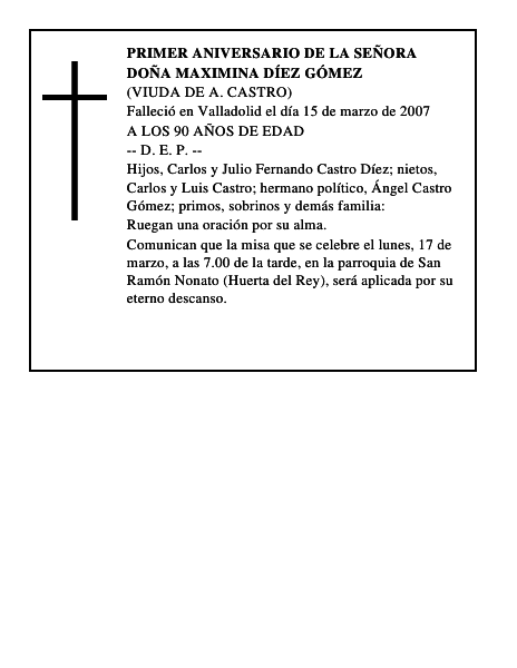 DOÑA MAXIMINA DÍEZ GÓMEZ
