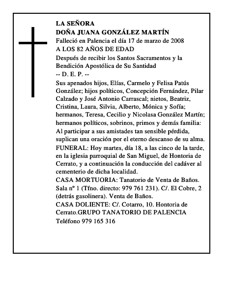 DOÑA JUANA GONZÁLEZ MARTÍN