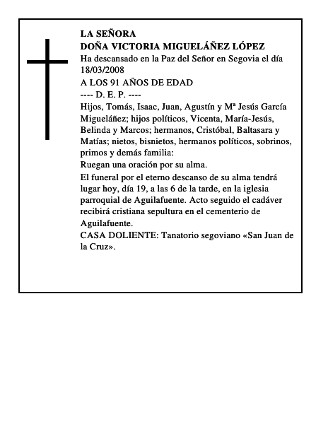 DOÑA VICTORIA MIGUELÁÑEZ LÓPEZ