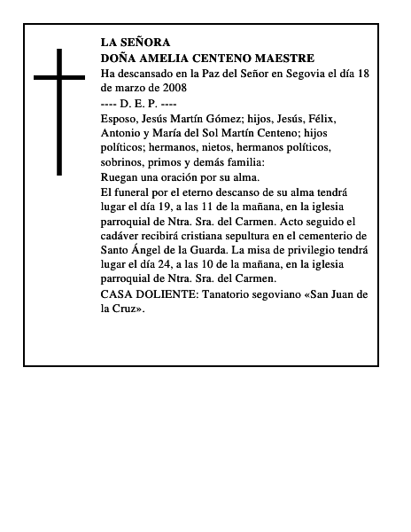 DOÑA AMELIA CENTENO MAESTRE