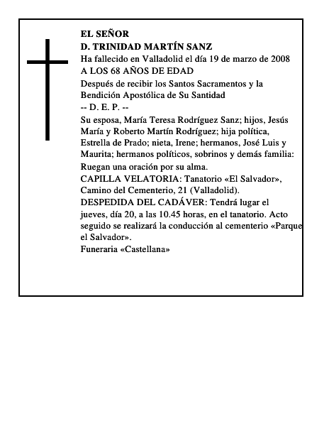 D. TRINIDAD MARTÍN SANZ