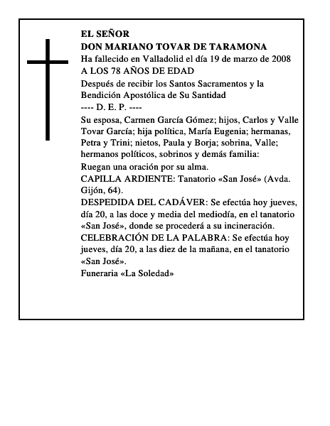 DON MARIANO TOVAR DE TARAMONA
