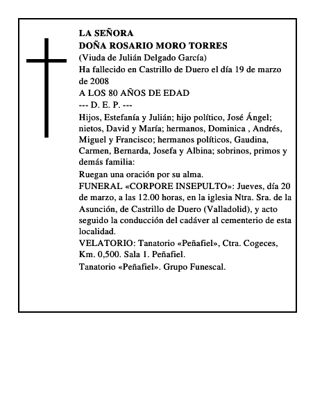 DOÑA ROSARIO MORO TORRES
