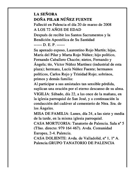 DOÑA PILAR NÚÑEZ FUENTE