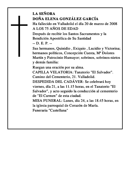 DOÑA ELENA GONZÁLEZ GARCÍA