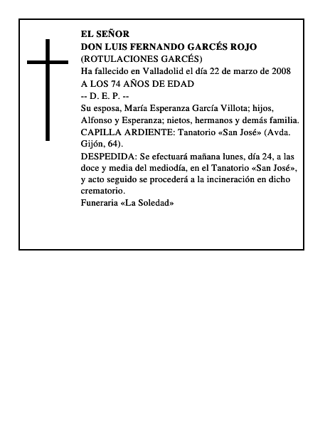 DON LUIS FERNANDO GARCÉS ROJO