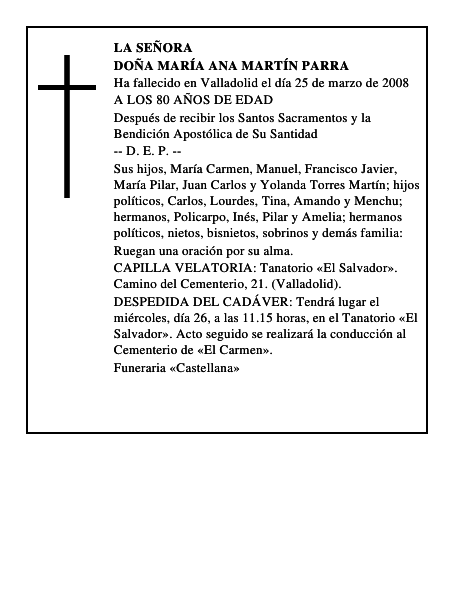DOÑA MARÍA ANA MARTÍN PARRA
