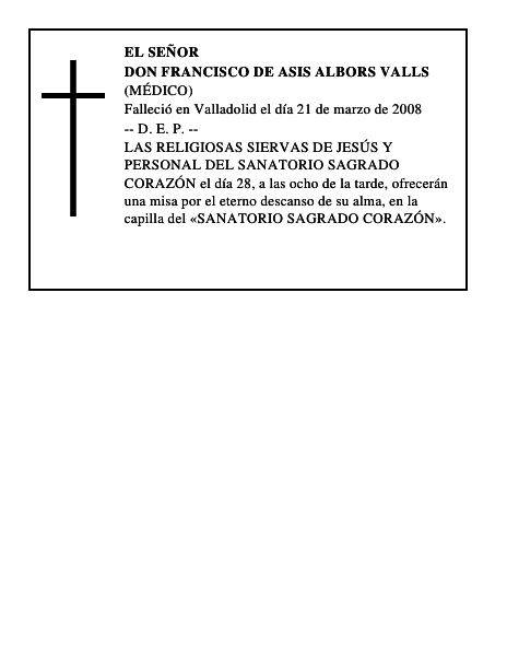 DON FRANCISCO DE ASIS ALBORS VALLS