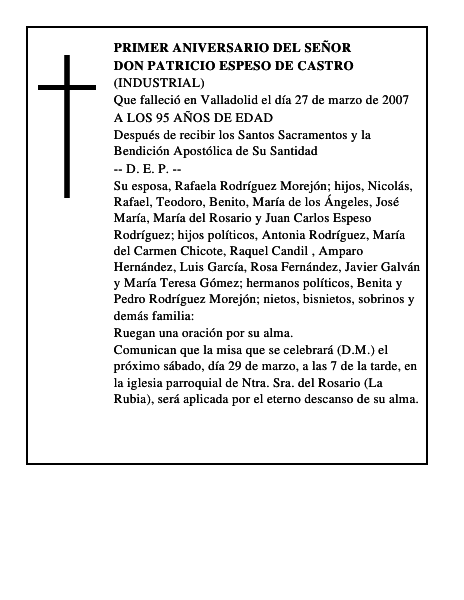 DON PATRICIO ESPESO DE CASTRO