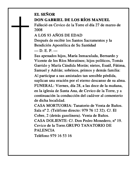 DON GABRIEL DE LOS RÍOS MANUEL