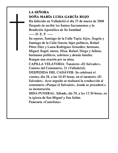 DOÑA MARÍA LUISA GARCÍA ROJO