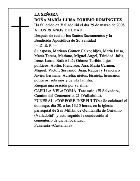 DOÑA MARÍA LUISA TORIBIO DOMÍNGUEZ