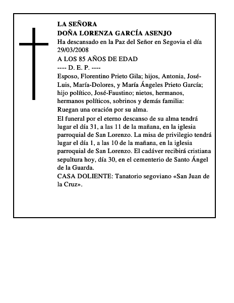 DOÑA LORENZA GARCÍA ASENJO