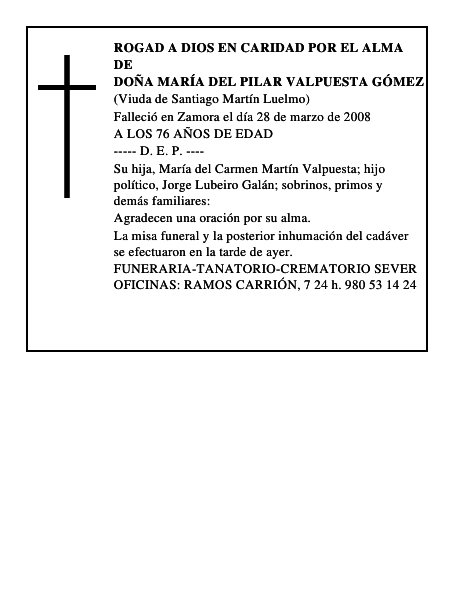 DOÑA MARÍA DEL PILAR VALPUESTA GÓMEZ