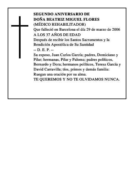 DOÑA BEATRIZ MIGUEL FLORES
