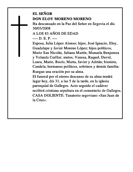 DON ELOY MORENO MORENO