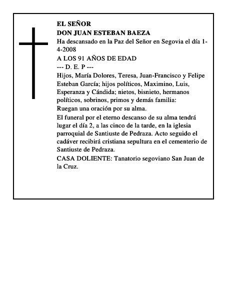 DON JUAN ESTEBAN BAEZA