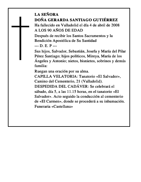 DOÑA GERARDA SANTIAGO GUTIÉRREZ