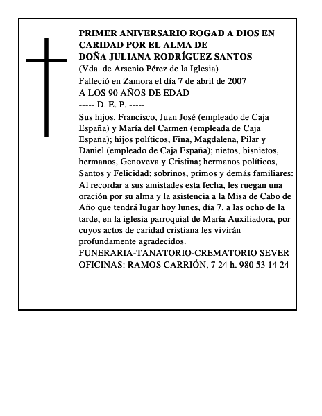 DOÑA JULIANA RODRÍGUEZ SANTOS