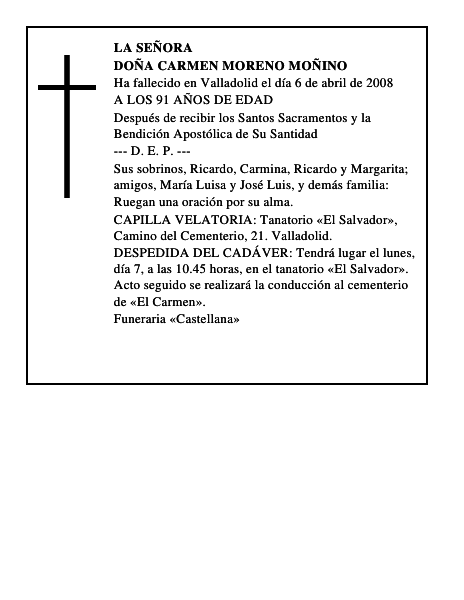 DOÑA CARMEN MORENO MOÑINO