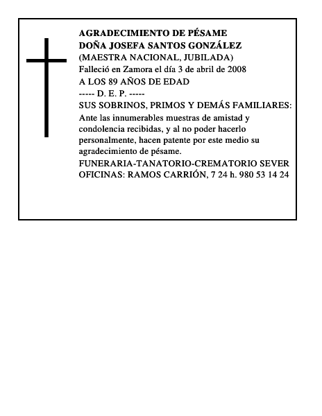 DOÑA JOSEFA SANTOS GONZÁLEZ