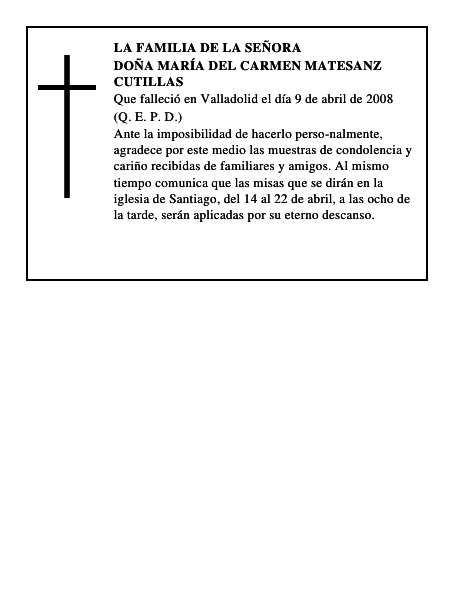 DOÑA MARÍA DEL CARMEN MATESANZ CUTILLAS