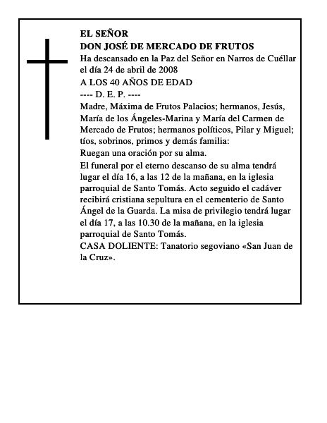 DON JOSÉ DE MERCADO DE FRUTOS