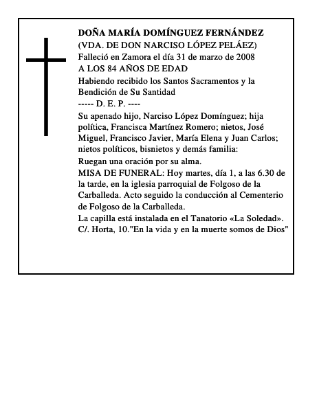 DOÑA MARÍA DOMÍNGUEZ FERNÁNDEZ