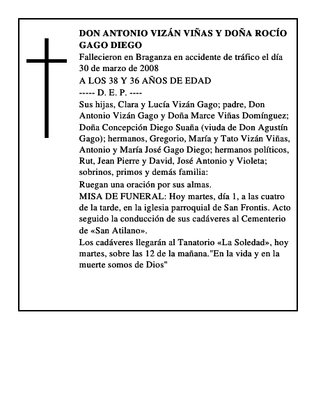DON ANTONIO VIZÁN VIÑAS Y DOÑA ROCÍO GAGO DIEGO