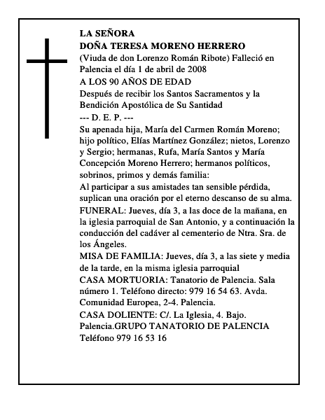 DOÑA TERESA MORENO HERRERO