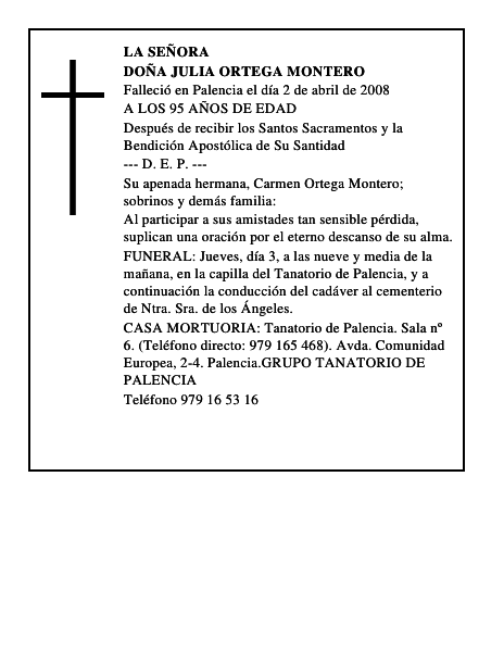 DOÑA JULIA ORTEGA MONTERO