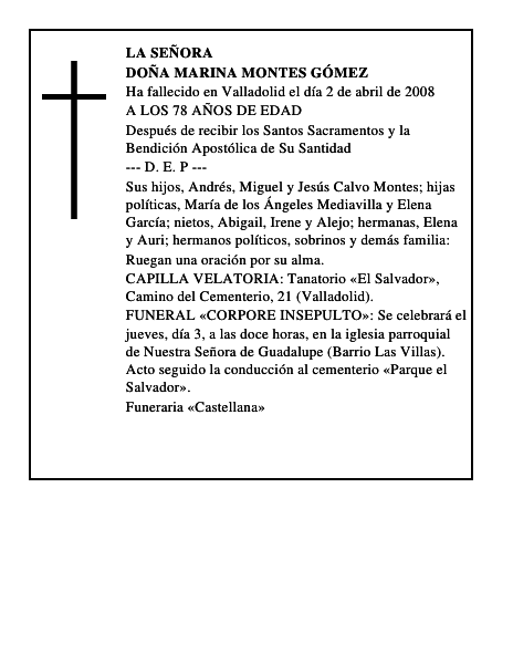 DOÑA MARINA MONTES GÓMEZ