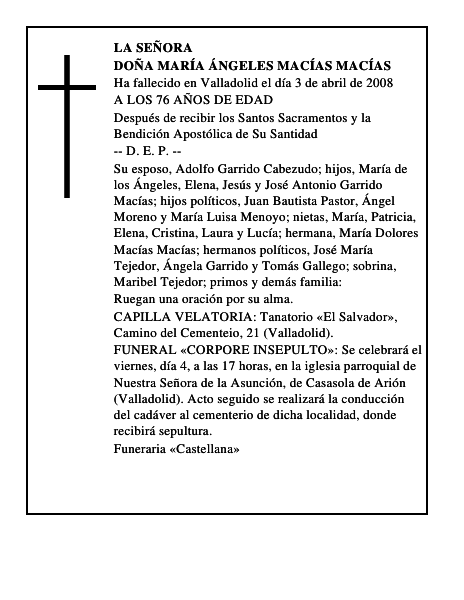 DOÑA MARÍA ÁNGELES MACÍAS MACÍAS