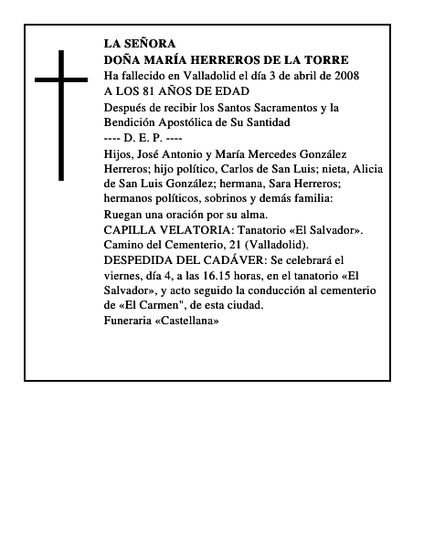DOÑA MARÍA HERREROS DE LA TORRE
