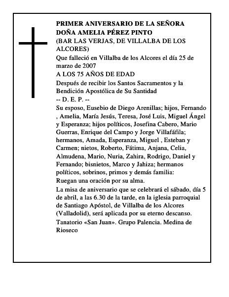 DOÑA AMELIA PÉREZ PINTO