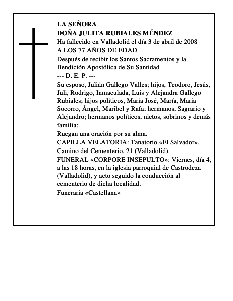 DOÑA JULITA RUBIALES MÉNDEZ