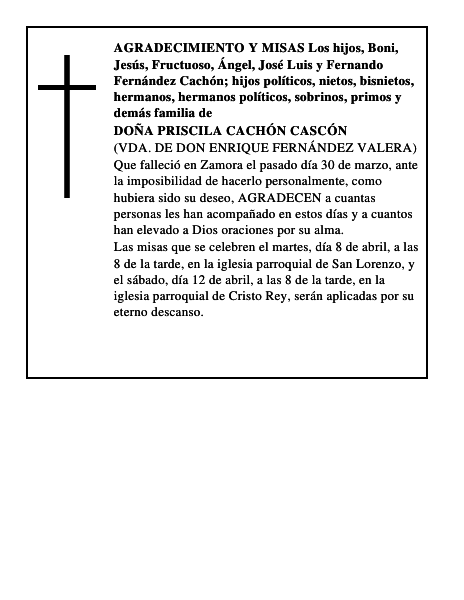 DOÑA PRISCILA CACHÓN CASCÓN