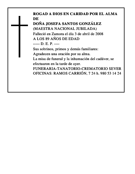 DOÑA JOSEFA SANTOS GONZÁLEZ