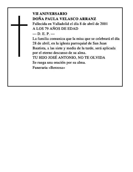 DOÑA PAULA VELASCO ARRANZ