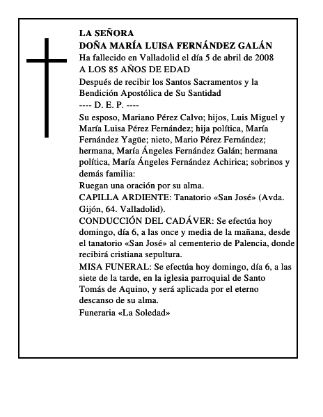 DOÑA MARÍA LUISA FERNÁNDEZ GALÁN