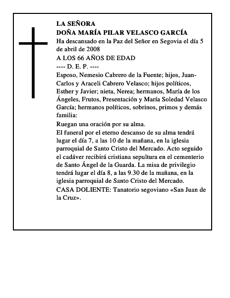 DOÑA MARÍA PILAR VELASCO GARCÍA