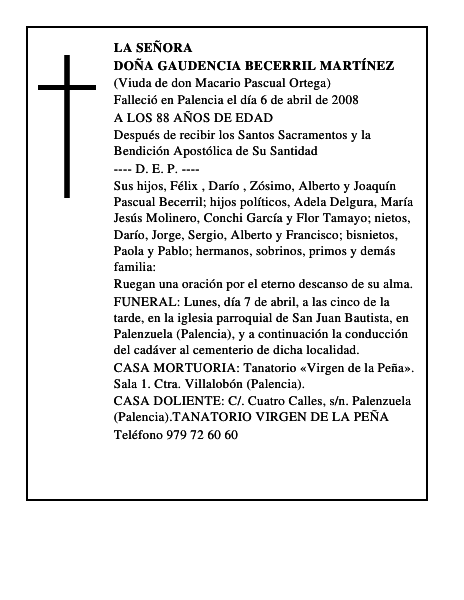 DOÑA GAUDENCIA BECERRIL MARTÍNEZ