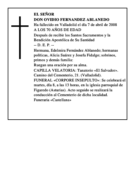 DON OVIDIO FERNANDEZ ABLANEDO
