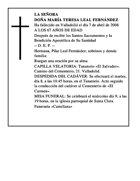DOÑA MARÍA TERESA LEAL FERNÁNDEZ